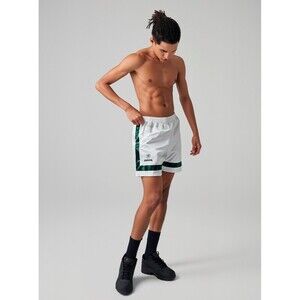 Xara 90s Rare Vintage Nylon Glanz Soccer Shorts Silky Shiny White Green